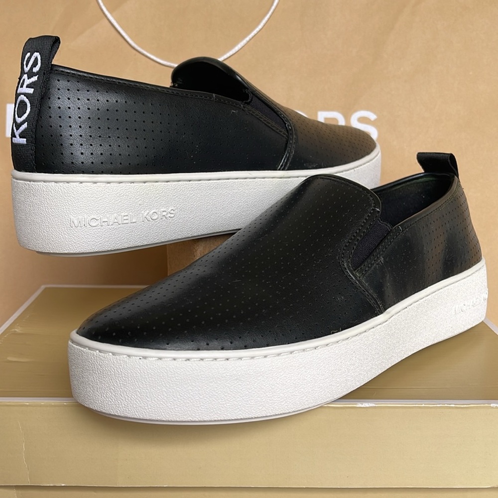 Michael Kors TEDDI SLIP ON NAPPA PU PERFORATED 4959TDFP4L NIB Platforms Sneakers - Picture 8 of 16